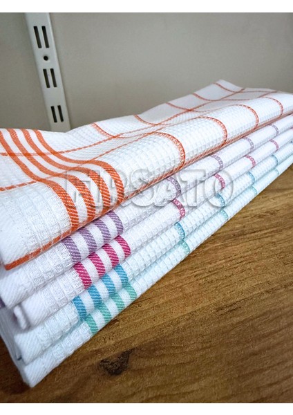 Çizgili Petek Dokulu Mutfak Havlusu| Beslenme Örtüsü | Kurulama Bezi – 50X70CM (5’li Paket) fiyatları