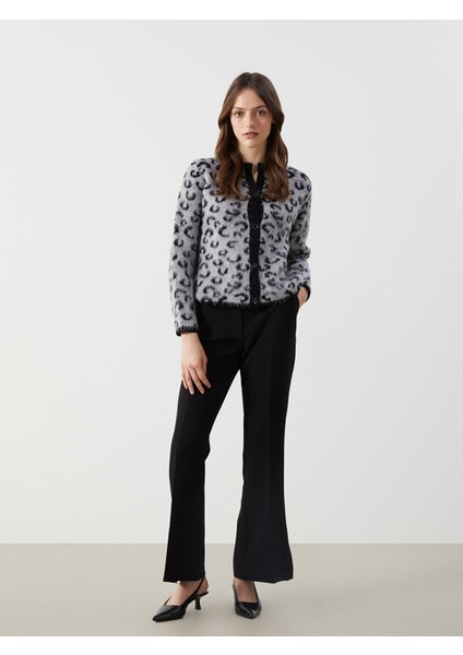 Yeni Sezon Bisiklet Yaka Leopar Desenli Kadın Triko Hırka fiyatları