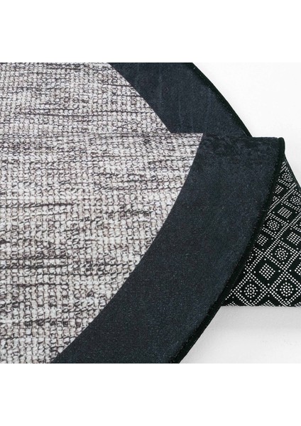 Pratico Gri Yuvarlak Mutfak Halısı Sisal Görünümlü Kaymaz Taban Makinede Yıkanan Dijital Baskı Halı