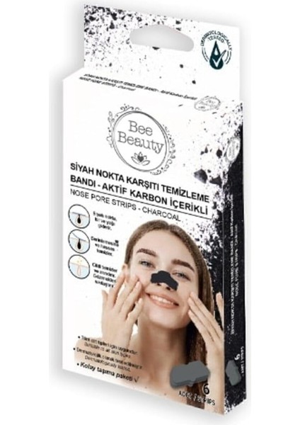 Bee Beauty Siyah Nokta Karşıtı Temizleme Bandı Aktif Karbon Içerikli - Nose Pore Strıps Charcoal