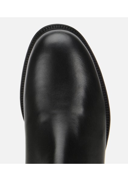 01BOH313020A100 KADIN Deri Siyah Lastik Detaylı Düz Bot indirimleri