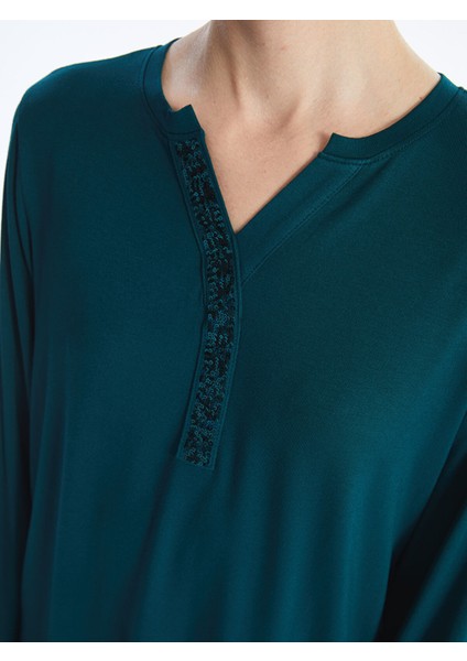 Yeni Sezon Kaçık Yaka Pul Payetli Uzun Kollu Kadın Bluz fiyatları