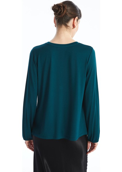 Yeni Sezon Kaçık Yaka Pul Payetli Uzun Kollu Kadın Bluz modelleri