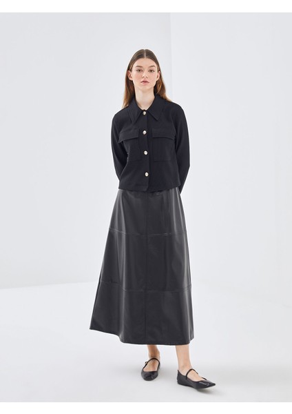 Yeni Sezon Beli Lastikli Deri Görünümlü Kadın Etek fiyatları