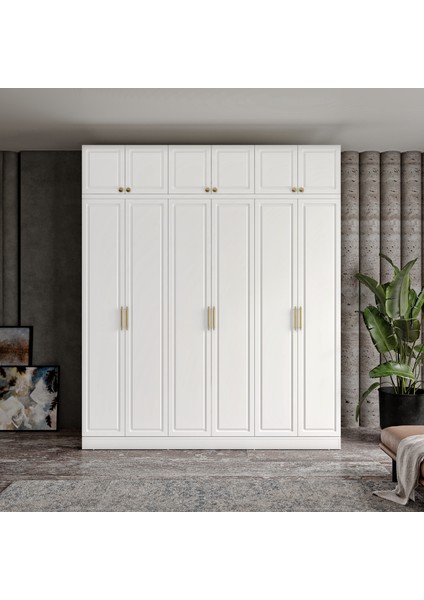 Milas Gold 6 Kapaklı Komple Mdf Yüklüklü Gardırop -Elbise Dolabı -Yüklük Dolabı fiyatları