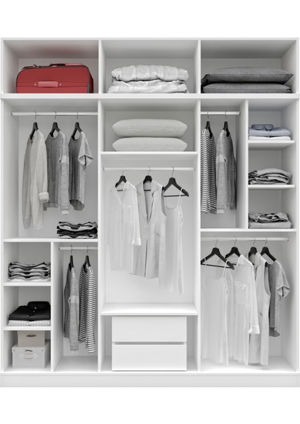 Milas Gold 6 Kapaklı Komple Mdf Yüklüklü Gardırop -Elbise Dolabı -Yüklük Dolabı fırsatları