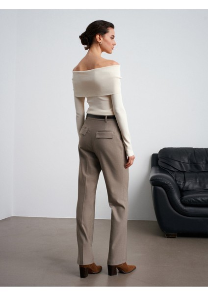 72208 Kemerli Melanjlı Kumaş Pantolon-Taş fiyatları