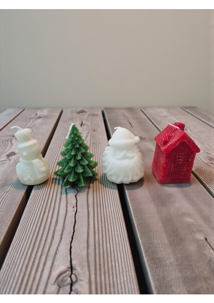 7cm 4'lü Set Noel Temalı Dekoratif Mum Seti – Çam Ağacı, Kardanadam ve Noel Baba Tasarımlı El Yapımı Süs Mumlar, Loş Işık ve Sıcak Atmosfer Yaratan Şık Masa Dekoru, Yılbaşı Hediyesi modelleri
