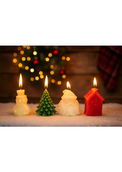 7cm 4'lü Set Noel Temalı Dekoratif Mum Seti – Çam Ağacı, Kardanadam ve Noel Baba Tasarımlı El Yapımı Süs Mumlar, Loş Işık ve Sıcak Atmosfer Yaratan Şık Masa Dekoru, Yılbaşı Hediyesi indirimleri