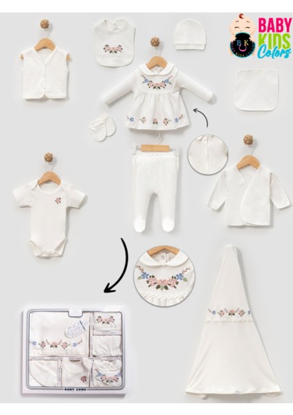 Kutulu- Bebek Yaka Yenidoğan Kıyafetleri 10'lu Hastane Çıkış Setleri Nakışlı Penye Zıbın Seti modelleri