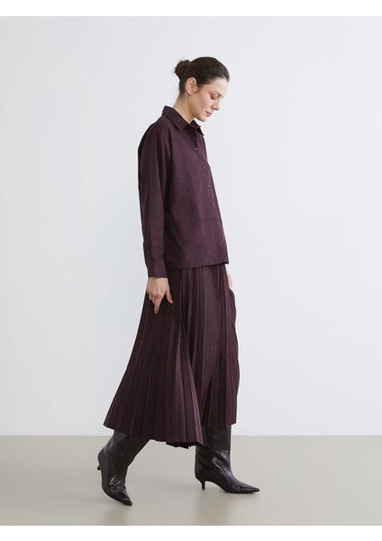 Yeni Sezon Beli Lastikli Süet Görünümlü Pileli Etek