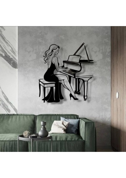 Piyano Çalan Kadın Siluetli Metal Duvar Dekoru – Müzik ve Zarafetin Buluşması fırsatları