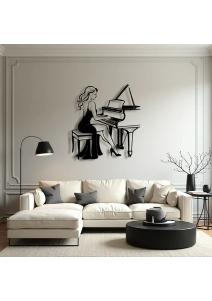 Piyano Çalan Kadın Siluetli Metal Duvar Dekoru – Müzik ve Zarafetin Buluşması indirimleri