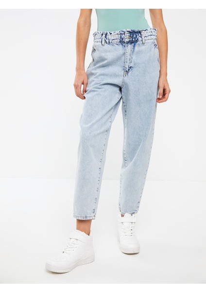 Yeni Sezon Kadın Yüksek Bel Slouchy Düz Jean Pantolon fırsatları