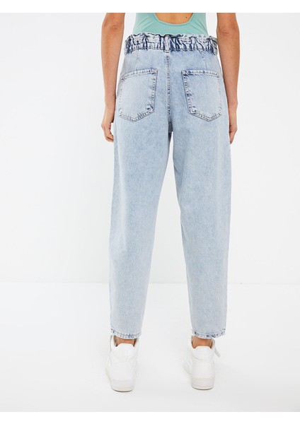 Yeni Sezon Kadın Yüksek Bel Slouchy Düz Jean Pantolon indirimleri