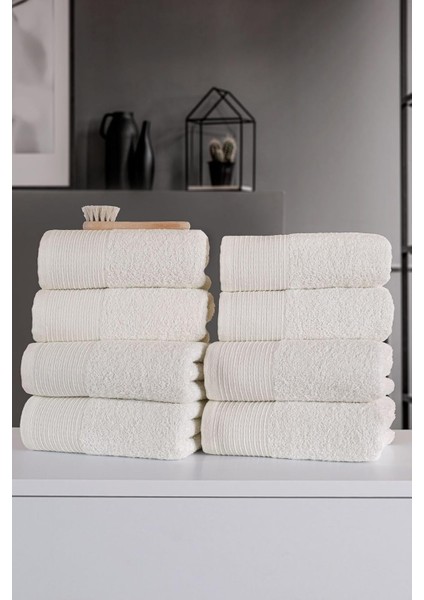 Sıla 8&apos;li Kutulu 50X90CM Pamuk Havlu Seti Havlu Havlu & Havlu Seti Çeyiz El&yüz Havlusu SILA566, Krem, 50 x 90