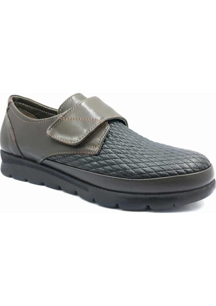 632028 Kahve Deri Ortapedi Uyumlu Cırtlı Anne Ayakkabı