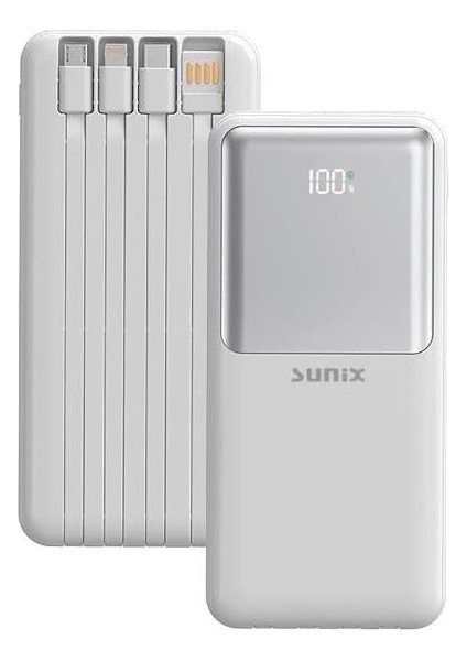 20000 Mah Göstergeli Dahili Çoklu Kablolu Taşınabilir Powerbank Beyaz Pb-50