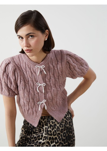 Yeni Sezon Kurdele Detaylı Balon Kollu Prenses Kazak