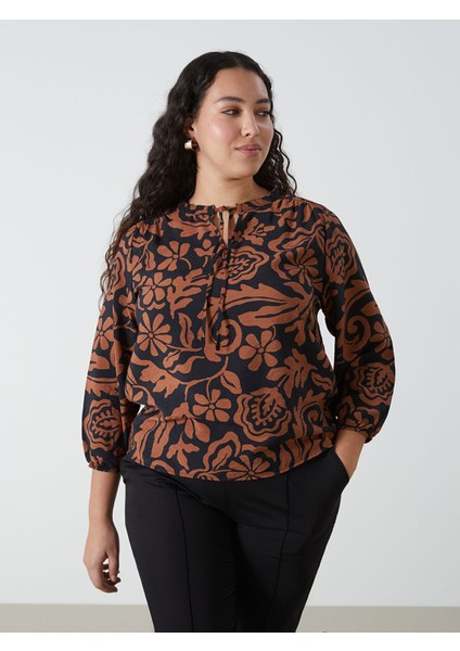 Yeni Sezon Bağlamalı Yaka Desenli Kadın Bluz fiyatları