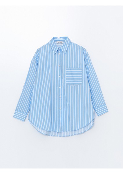 Yeni Sezon Çizgili Uzun Kollu Oversize Kadın Gömlek indirimleri