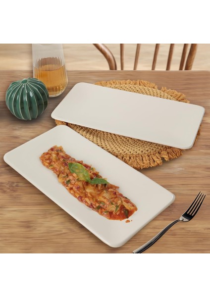 Mat Krem Siera Kayık Tabak 33 cm 2 Adet 950