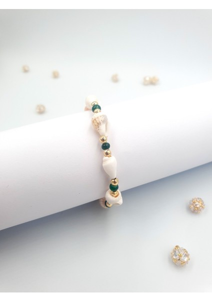 🐚 Doğal Deniz Kabuğu Kadın Bileklik | Altın Detaylı fiyatları