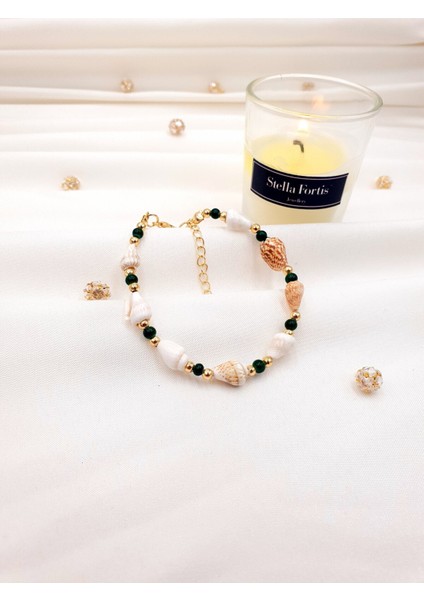 🐚 Doğal Deniz Kabuğu Kadın Bileklik | Altın Detaylı modelleri