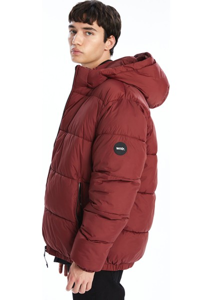 Yeni Sezon Standart Kalıp Kapüşonlu Erkek Şişme Mont