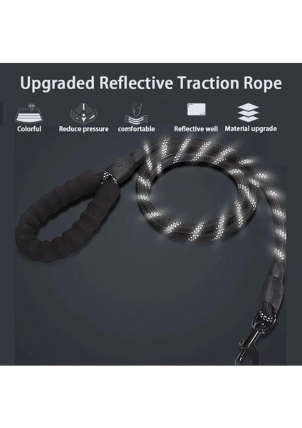 Köpekler Için Gezdirme Tasması Reflektörlü 130 cm Halat Orta ve Büyük Boy Köpekler Için Siyah modelleri