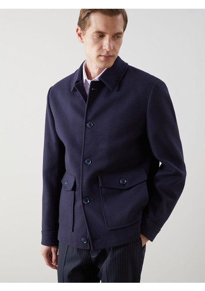 Yeni Sezon Rahat Kalıp Ceket Yaka Erkek Kaşe Kaban