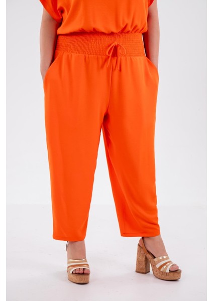 Kadın Büyük Beden 333474 Beli Gipeli Turuncu Tulum modelleri