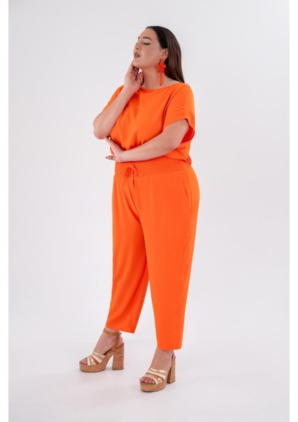 Kadın Büyük Beden 333474 Beli Gipeli Turuncu Tulum fırsatları