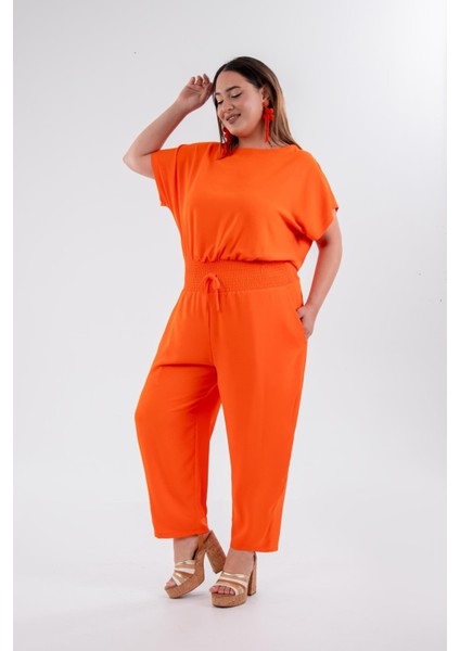 Kadın Büyük Beden 333474 Beli Gipeli Turuncu Tulum indirimleri