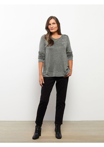 Yeni Sezon Bisiklet Yaka Desenli Uzun Kollu Kadın Tişört fiyatları