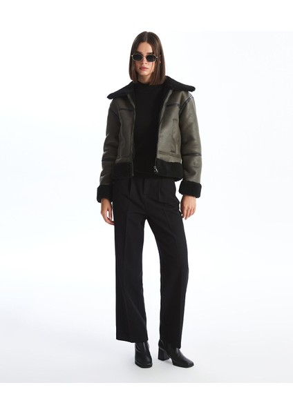 Yeni Sezon Gömlek Yaka Düz Süet Görünümlü Kadın Mont fiyatları