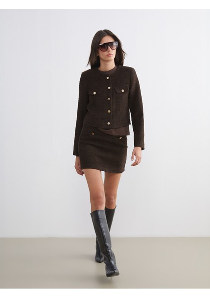 Yeni Sezon Beli Fermuarlı Ekose A Kesim Mini Tüvit Etek