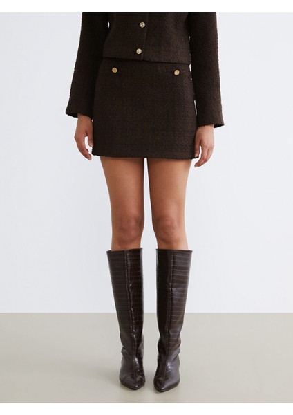 Yeni Sezon Beli Fermuarlı Ekose A Kesim Mini Tüvit Etek modelleri