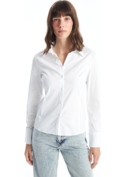 Yeni Sezon Düz Uzun Kollu Kadın Gömlek