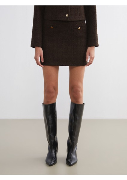 Yeni Sezon Beli Fermuarlı Ekose A Kesim Mini Tüvit Etek fırsatları