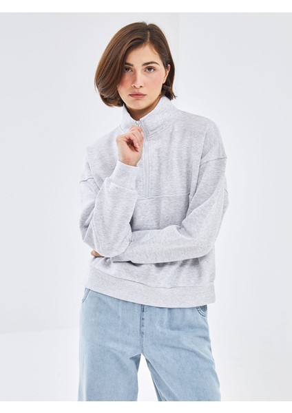 Yeni Sezon Dik Yaka Oversize Kadın Kalın Sweatshirt