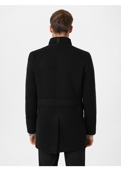 Yeni Sezon Slim Fit Dik Yaka Erkek Kaşe Kaban fırsatları