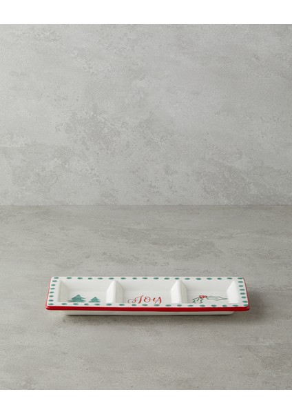 Joy Dolomite Sunumluk 25X10 cm Beyaz - Kırmızı