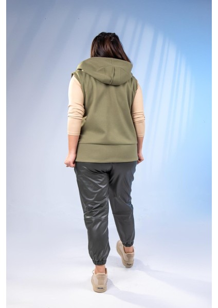 Kadın Büyük Beden Kaşe Yeşil Yelek indirimleri