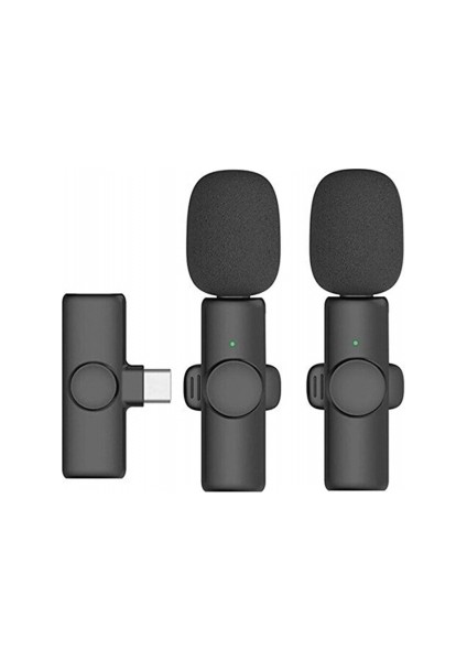 Kablosuz Yaka Mikrofonu Typ-C 2’li Mini Mikrofon