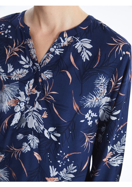 Yeni Sezon Kaçık Yaka Çiçekli Uzun Kollu Kadın Bluz modelleri