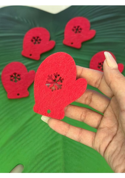 6 Lı Kırmızı Noel Eldiven Keçe Arma Set 7x6 cm fiyatları