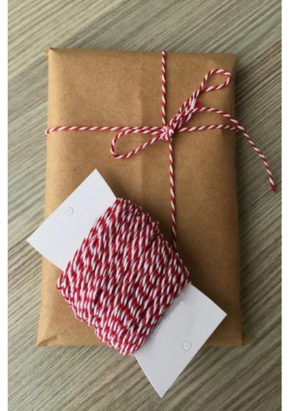 10 Metre Kırmızı-Beyaz Bileklik Ipi Hediye Süsleme Ipi Marteniçka Paket Ipi