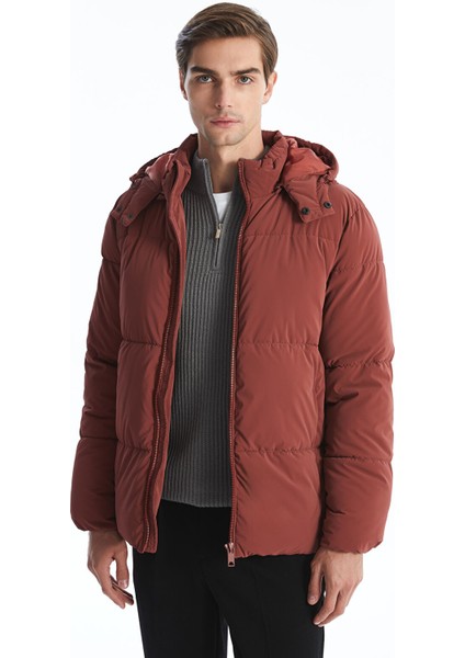 Yeni Sezon Standart Kalıp Kapüşonlu Erkek Şişme Mont