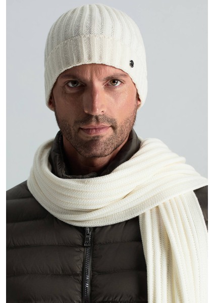 Örgü Desenli Ekru Merino Yün Su Itici Bere fiyatları